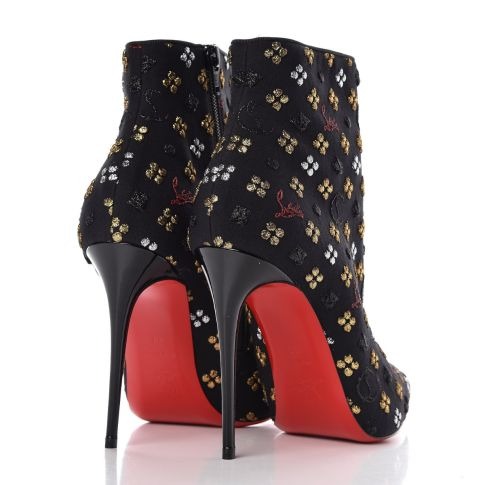 Christian Louboutin So Kate Bottines 100 mm Logo Brodé Tissu Multi Noir – Image 4