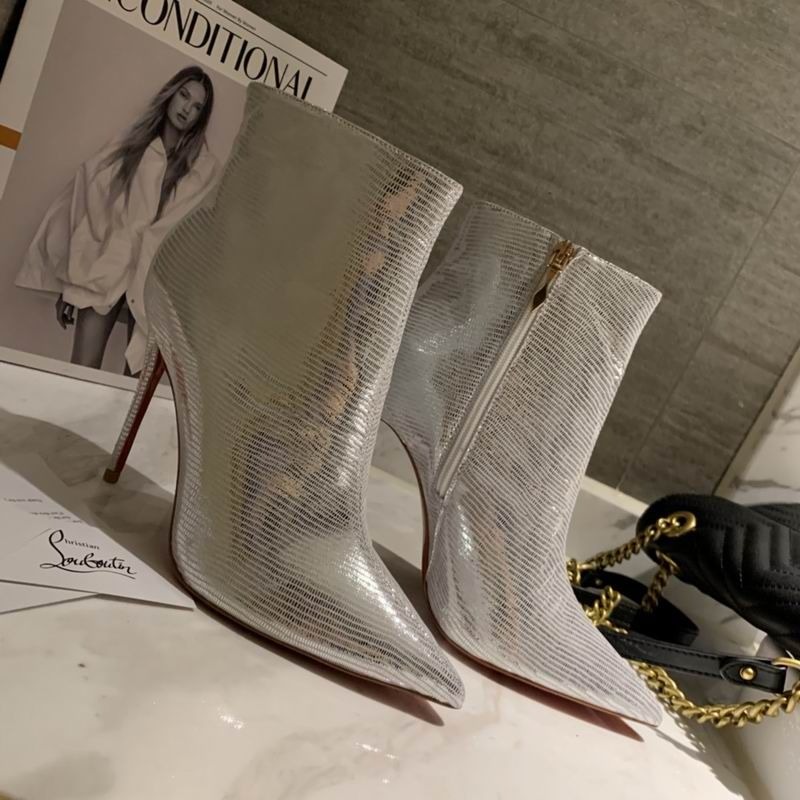 Christian Louboutin So Kate Bottines 85mm Cuir Métallisé Argent