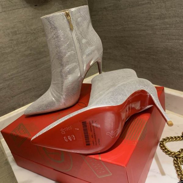 Christian Louboutin So Kate Bottines 85mm Cuir Métallisé Argent – Image 4