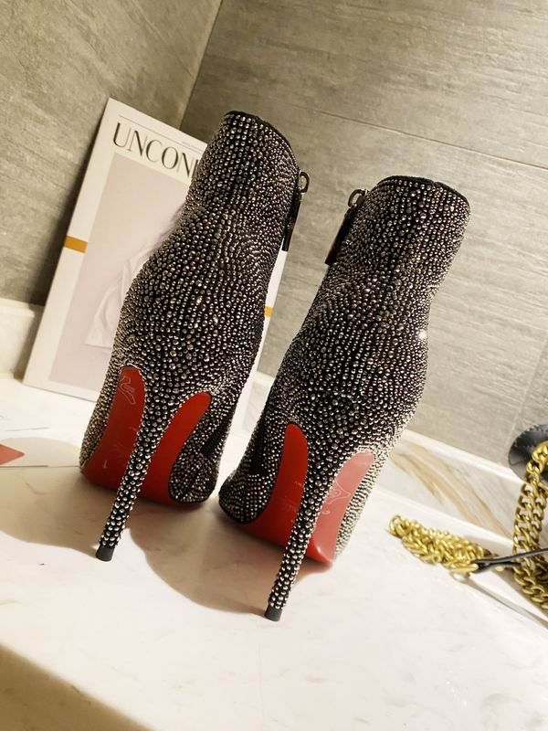 Christian Louboutin So Kate Bottines Cristaux Ornements Veau Velours Noir – Image 2