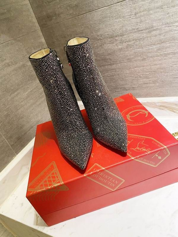 Christian Louboutin So Kate Bottines Cristaux Ornements Veau Velours Noir – Image 3