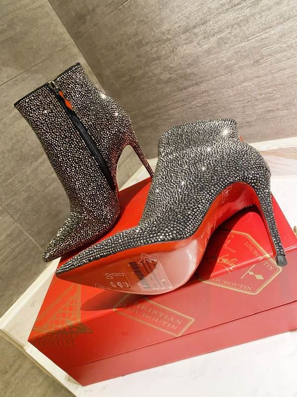 Christian Louboutin So Kate Bottines Cristaux Ornements Veau Velours Noir – Image 4
