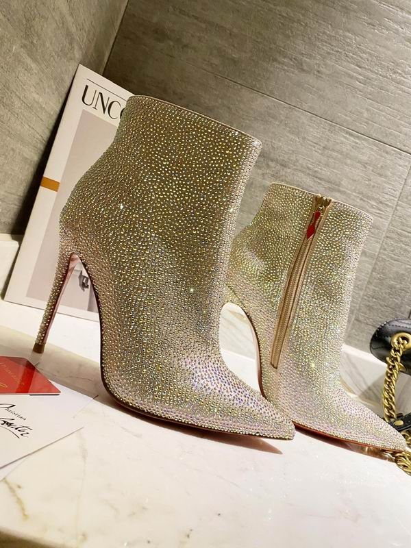 Christian Louboutin So Kate Bottines Cristaux Ornements Veau Velours Or Métallisé