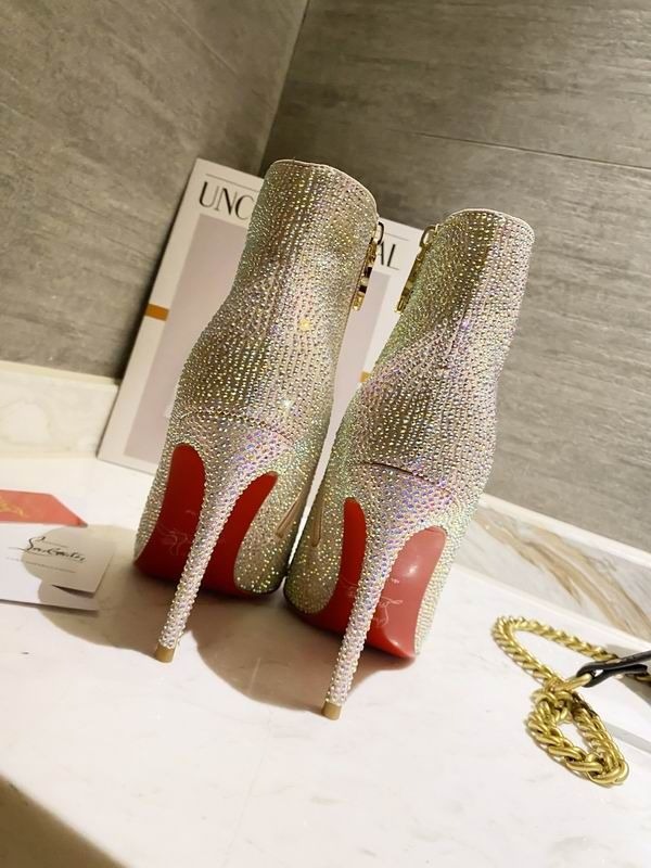 Christian Louboutin So Kate Bottines Cristaux Ornements Veau Velours Or Métallisé – Image 2