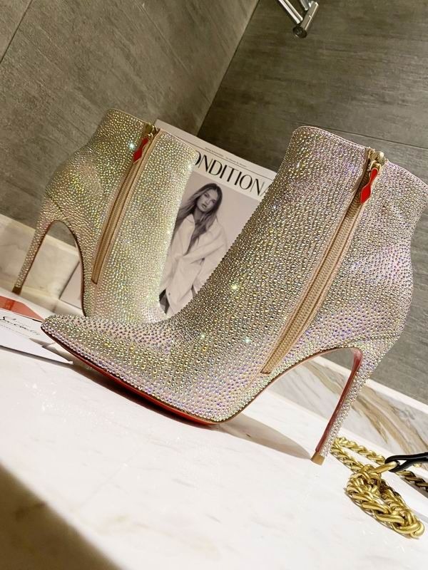 Christian Louboutin So Kate Bottines Cristaux Ornements Veau Velours Or Métallisé – Image 5