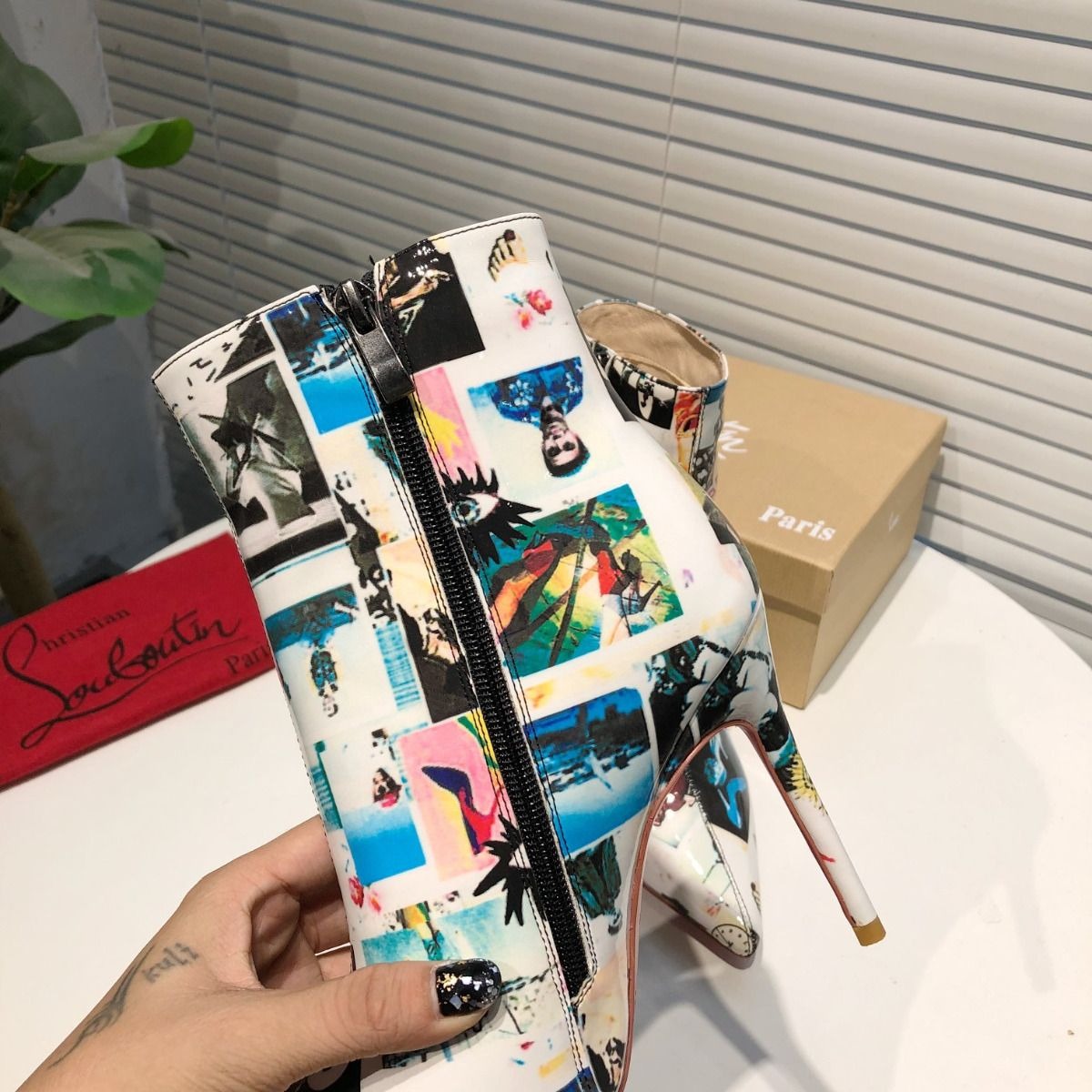 Christian Louboutin So Kate Booty Bottines 100mm Collage Vernis Multicolore – Image 3