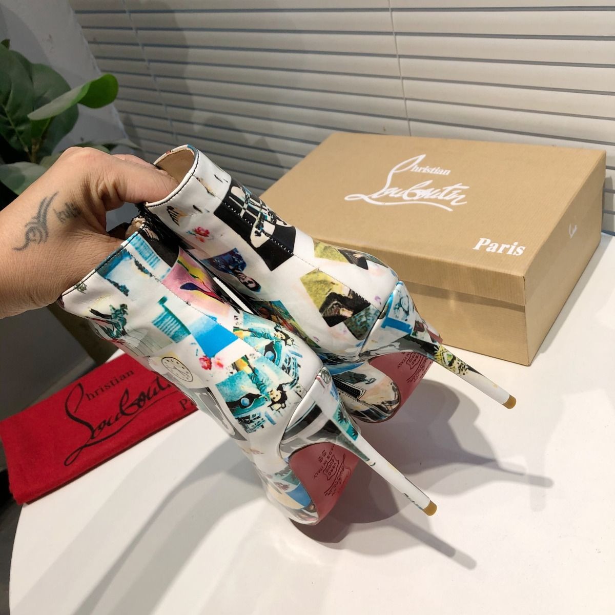 Christian Louboutin So Kate Booty Bottines 100mm Collage Vernis Multicolore – Image 4