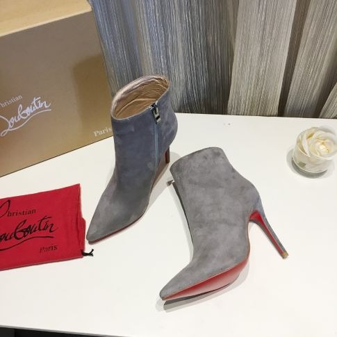 Christian Louboutin So Kate Booty Bottines 100mm Daim Gris – Image 3