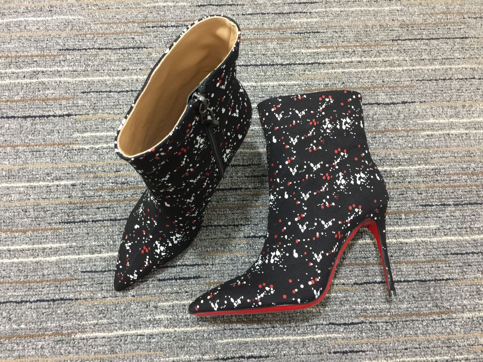 Christian Louboutin So Kate Booty Bottines 100 mm Toile Splash Multicolore – Image 2