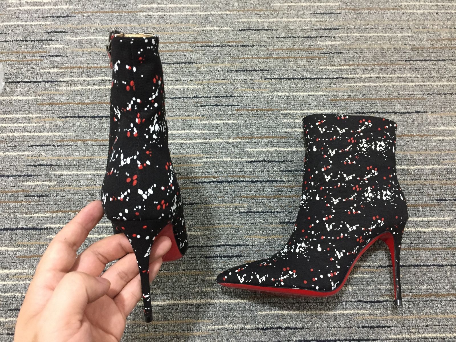 Christian Louboutin So Kate Booty Bottines 100 mm Toile Splash Multicolore – Image 4