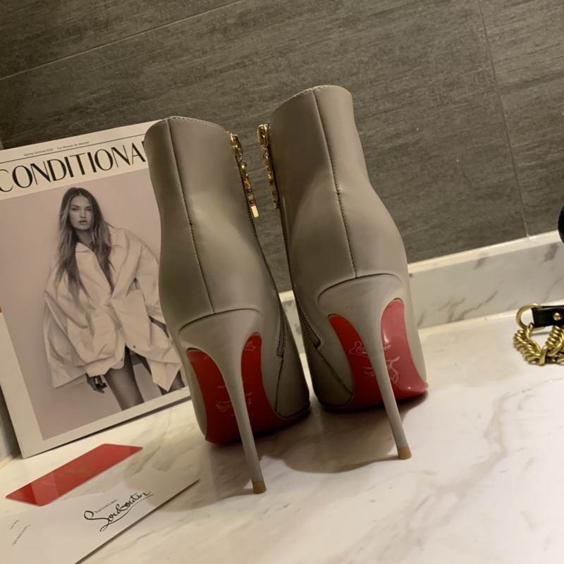 Christian Louboutin So Kate Booty Bottines 85mm Cuir de Veau Gris – Image 4