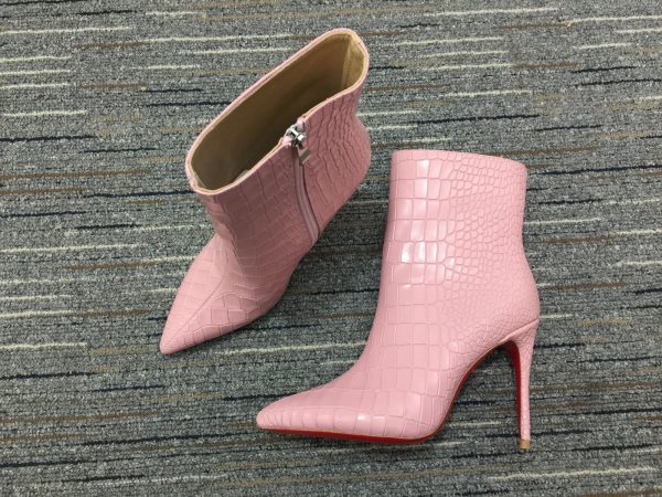 Christian Louboutin So Kate Booty Bottines 85 mm Cuir Effet Croco Rose – Image 4