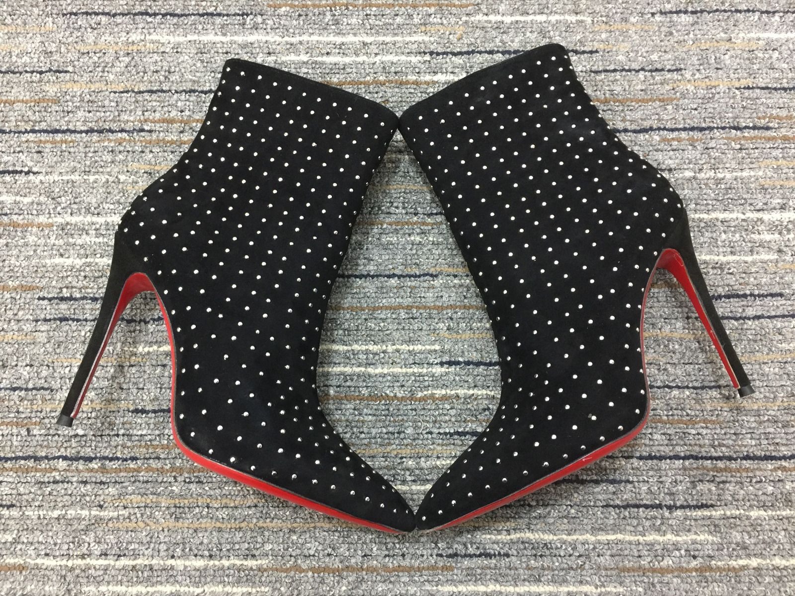 Christian Louboutin So Kate Booty Plume Bottes 100 mm Strass et Daim Noir – Image 3