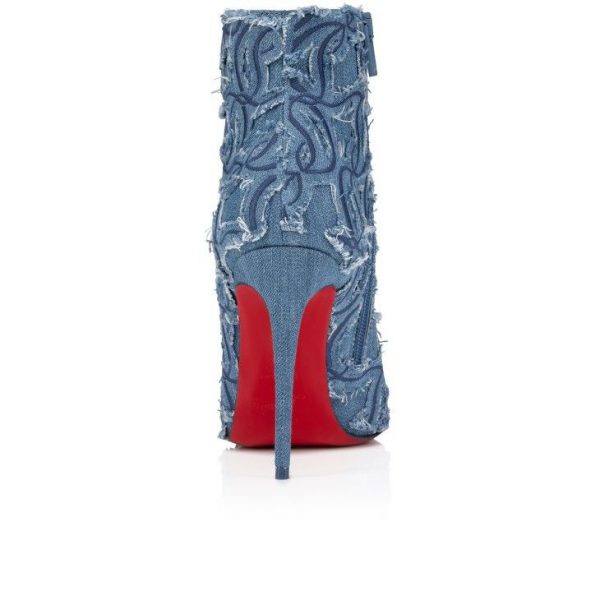 Christian Louboutin So Kate Booty Toile Denim Brodé 100mm Bottines Basses Denim Brodé Louboutin – Image 3