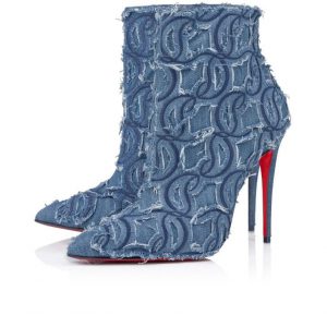 Christian Louboutin So Kate Booty Toile Denim Brodé 100mm Bottines Basses Denim Brodé Louboutin
