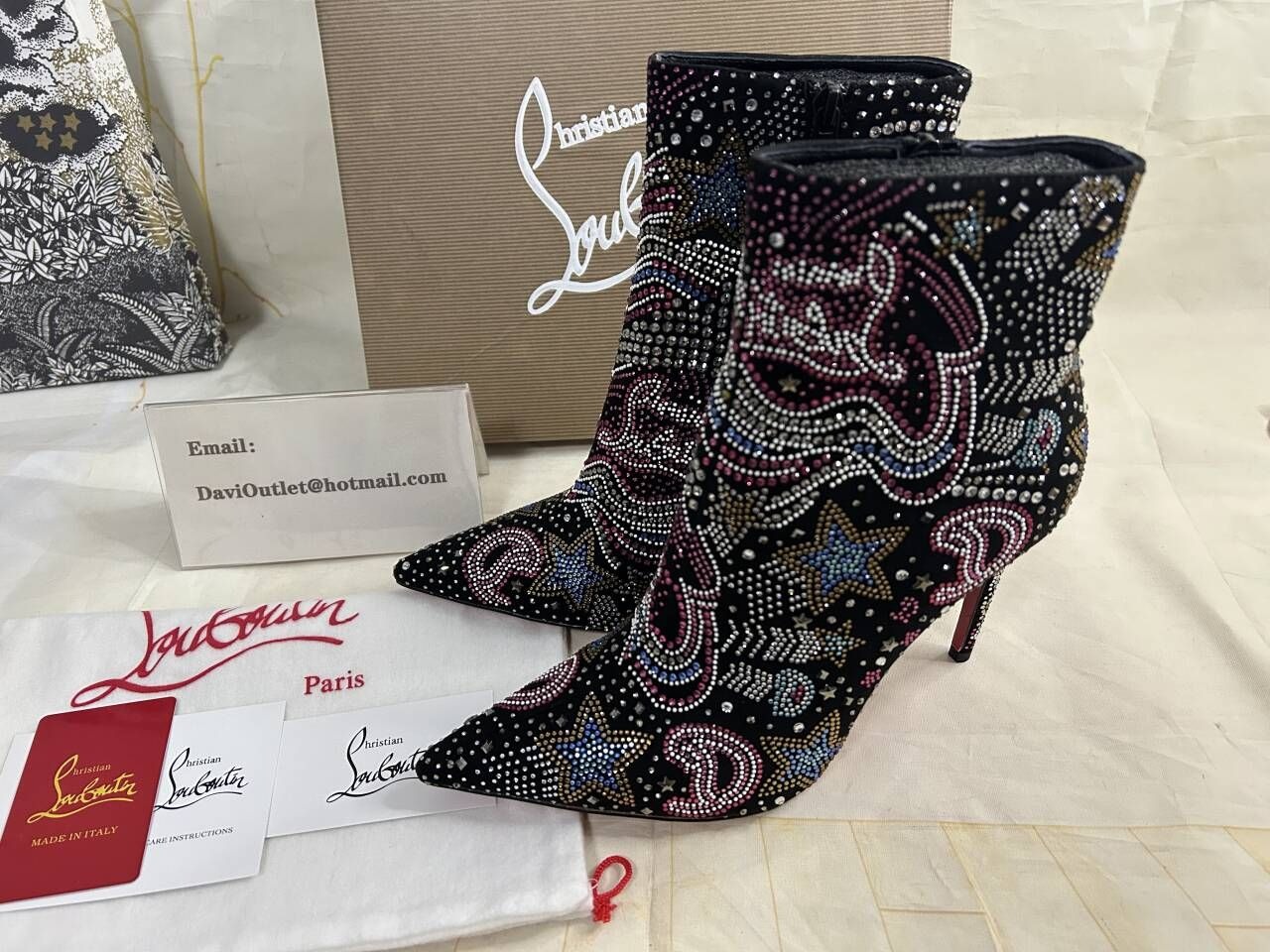 Christian Louboutin So Kate Starlight Bottines Semelle Rouge 100mm Strass Multicolore