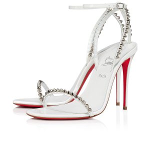 Christian Louboutin So Me 100 mm Sandales en Cuir Verni Calf Spikes Blanc