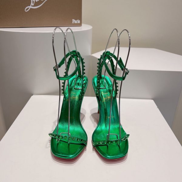 Christian Louboutin So Me Sandales 100mm Pièces Métalliques Vert – Image 3