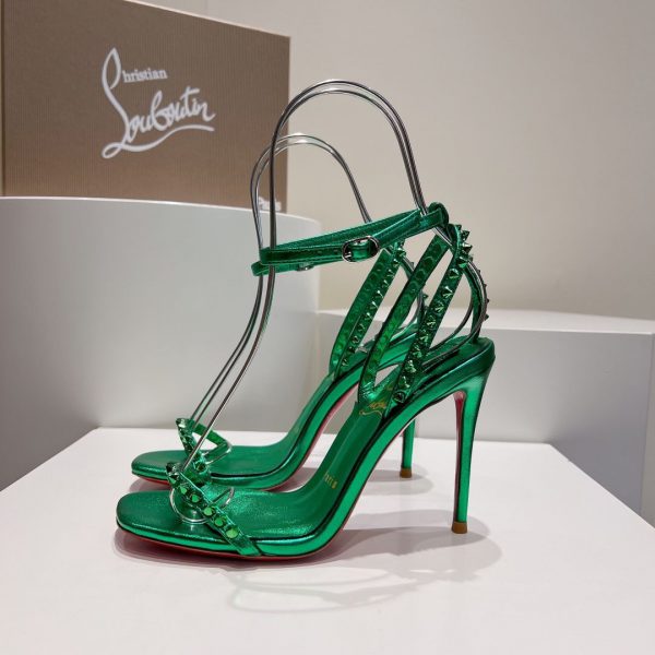 Christian Louboutin So Me Sandales 100mm Pièces Métalliques Vert – Image 2