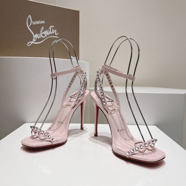 Christian Louboutin So Me 100mm Sandals Spikes Rose – Image 4