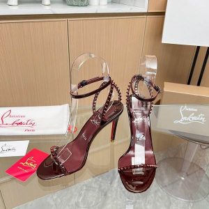 Christian Louboutin So Me 105 mm Sandales en Cuir Spikes Bourgogne