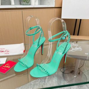Christian Louboutin So Me 105 mm Sandales en Cuir Spikes Menthe