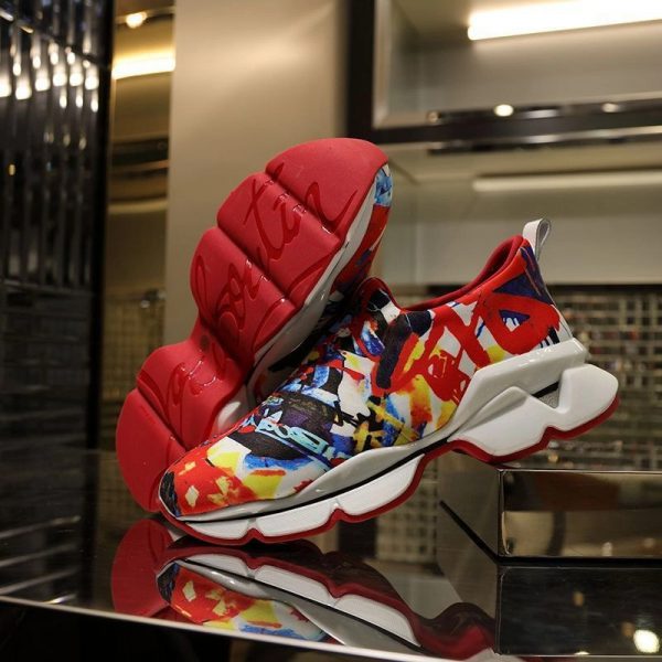 Christian Louboutin Baskets Basses Femme Space Run Donna Néoprène Multicolore – Image 2