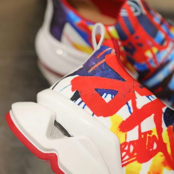 Christian Louboutin Baskets Basses Femme Space Run Donna Néoprène Multicolore – Image 4