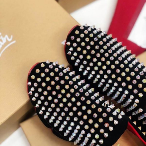 Christian Louboutin Baskets Femme Spike Sock Néoprène Noir Clous Multicolores – Image 2