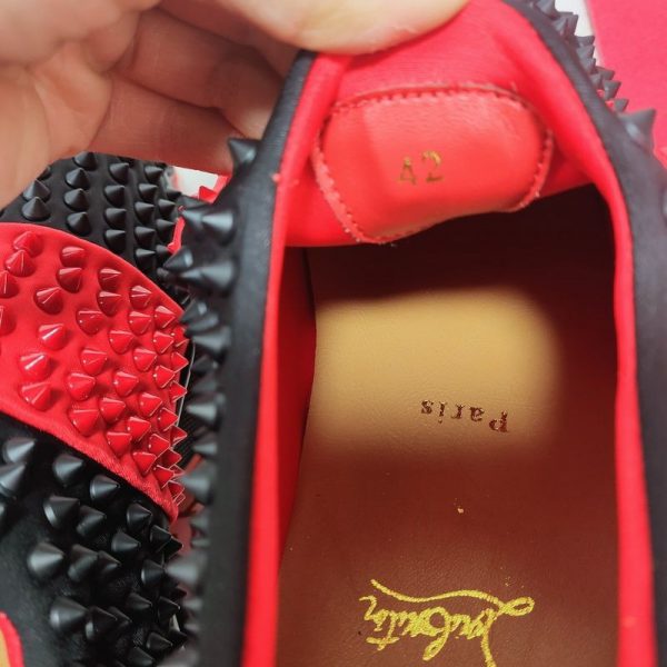 Christian Louboutin Baskets Spike Sock Néoprène Noir Rouge – Image 4