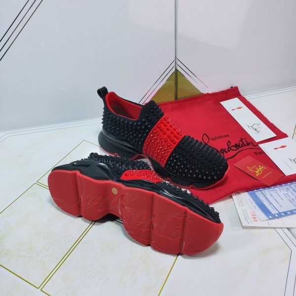 Christian Louboutin Baskets Spike Sock Néoprène Noir Rouge – Image 2