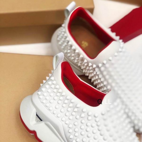 Christian Louboutin Baskets Femme Spike Sock Néoprène Blanc – Image 2