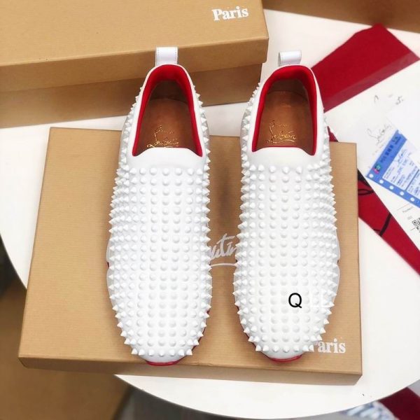 Christian Louboutin Baskets Femme Spike Sock Néoprène Blanc – Image 4