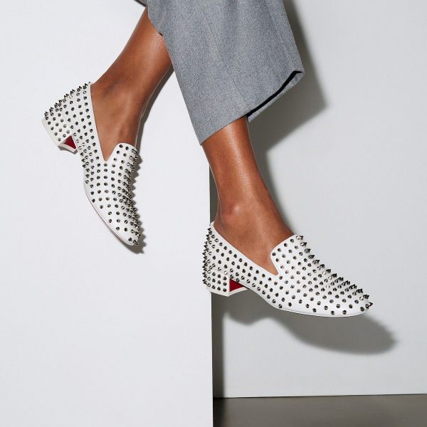 Christian Louboutin Mocassins Spikeasy 30 mm Femme en cuir nappa blanc – Image 5