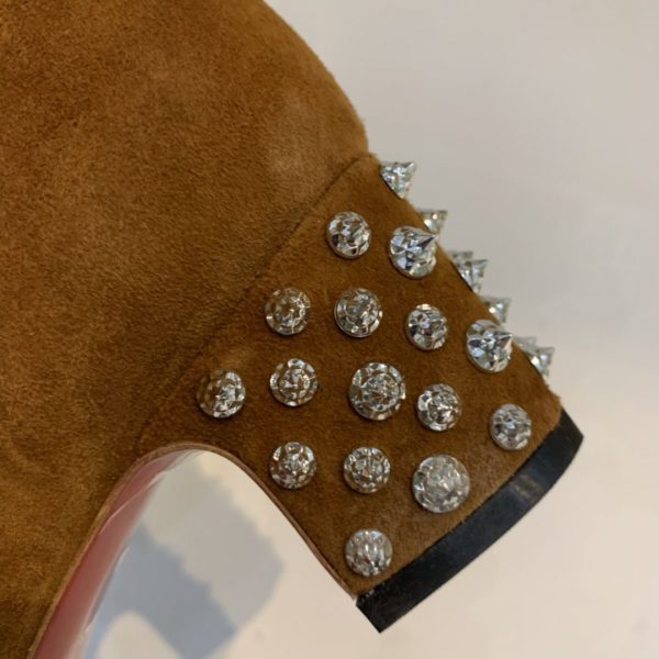 Christian Louboutin Spiked Study Bottines Stretch 55mm Cuir de Veau Marron – Image 3