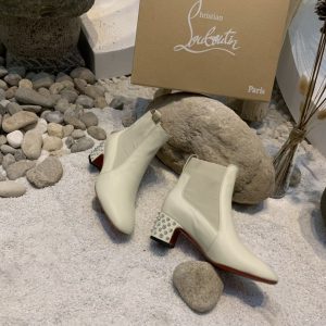 Christian Louboutin Spiked Study Bottines Stretch 55mm Cuir de Veau Blanc
