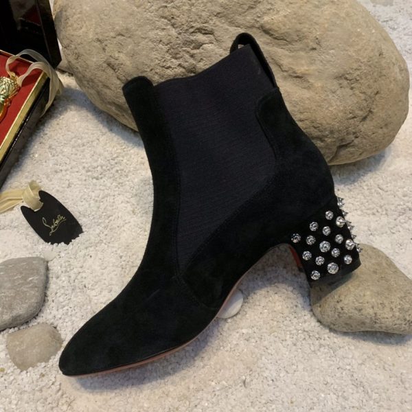 Christian Louboutin Spiked Study Bottines Stretch 55mm Daim Noir