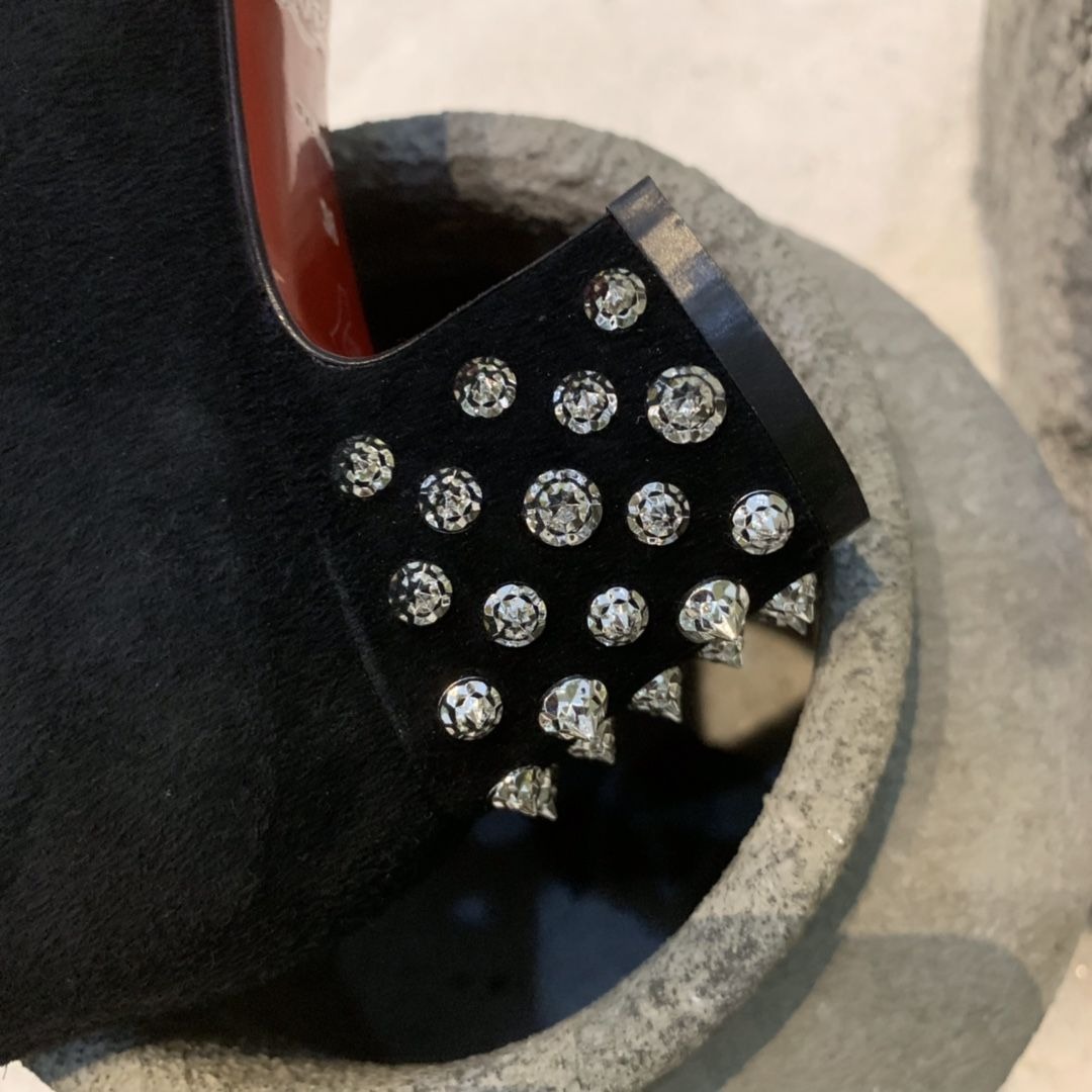 Christian Louboutin Spiked Study Bottines Stretch 55mm Daim Noir – Image 4