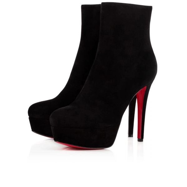 Christian Louboutin Spikita Booty Bianca 120 mm Chaussures en Daim Noir