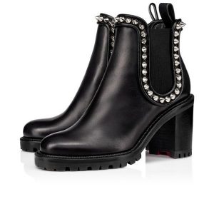 Christian Louboutin Spikita Booty Capahutta 70 mm Noir/argent Cuir de Veau Chaussures