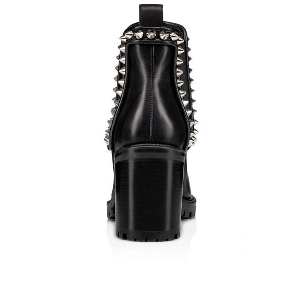 Christian Louboutin Spikita Booty Capahutta 70 mm Noir/argent Cuir de Veau Chaussures – Image 3