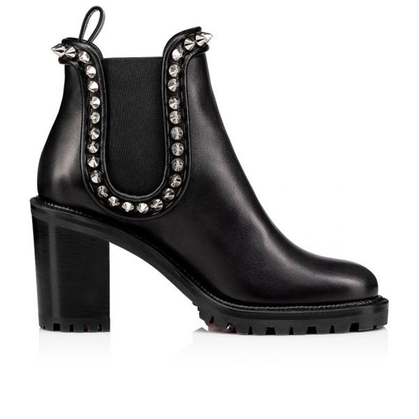 Christian Louboutin Spikita Booty Capahutta 70 mm Noir/argent Veau Chaussures – Image 3