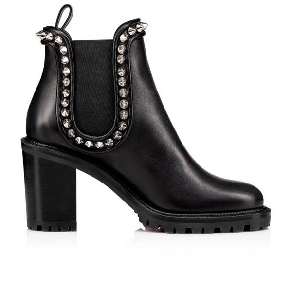 Christian Louboutin Spikita Booty Capahutta 70 mm Noir/argent Cuir de Veau Chaussures – Image 2