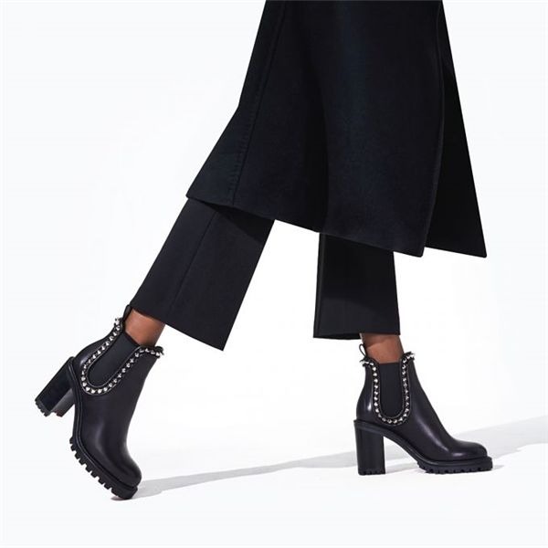 Christian Louboutin Spikita Booty Capahutta 70 mm Noir/argent Veau Chaussures – Image 4