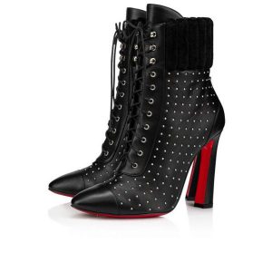 Christian Louboutin Spikita Booty Dakita 100 mm Noir/argent Veau Chaussures