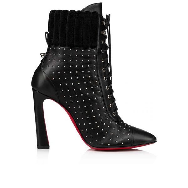 Christian Louboutin Spikita Booty Dakita 100 mm Noir/argent Veau Chaussures – Image 3