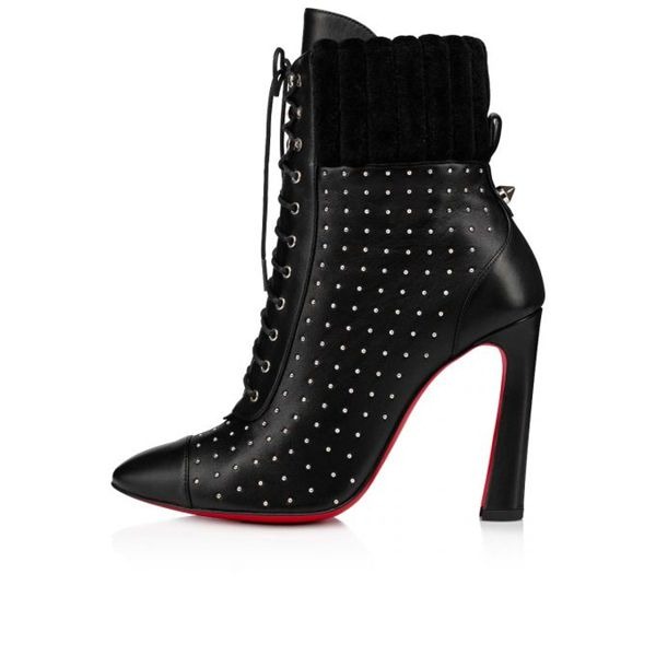 Christian Louboutin Spikita Booty Dakita 100 mm Noir/argent Veau Chaussures – Image 4