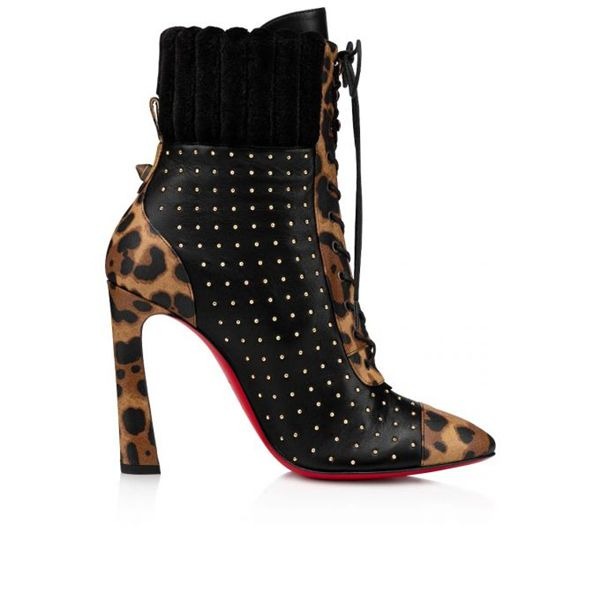 Christian Louboutin Spikita Booty Dakita 100 mm Marron/noir/or Antique Veau Chaussures – Image 3