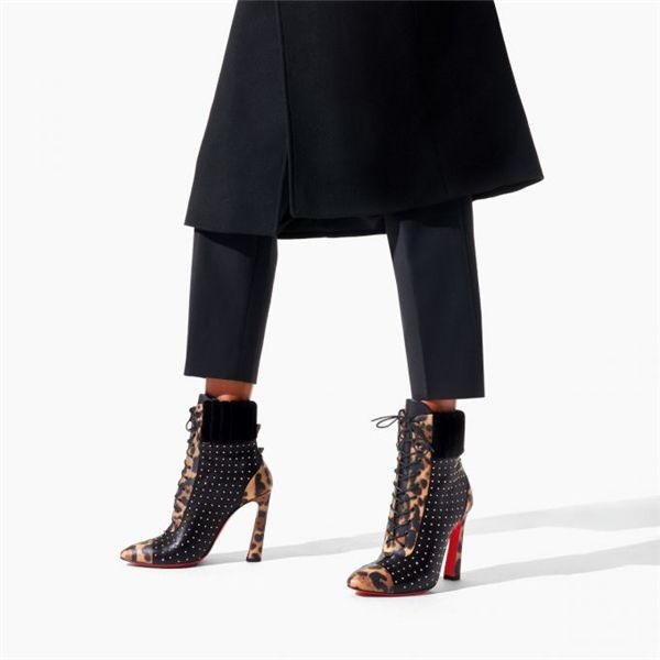 Christian Louboutin Spikita Booty Dakita 100 mm Marron/noir/or Antique Veau Chaussures – Image 5