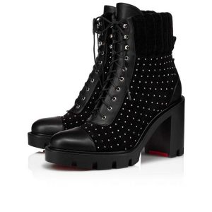 Christian Louboutin Spikita Booty Dakita Lug 70 mm Noir/nickel Cuir Chaussures